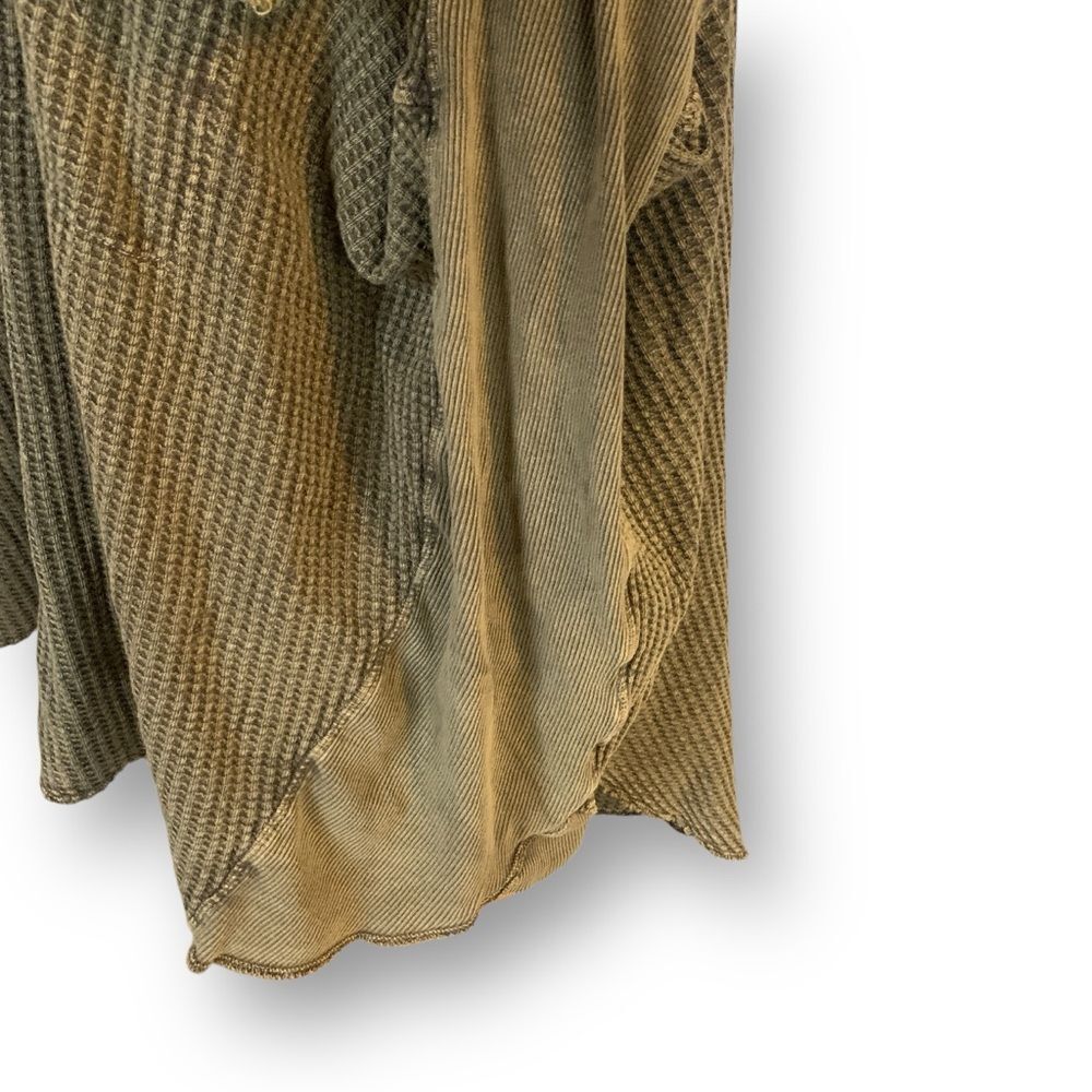 FP Free People Scout Jacket Waffle Knit Oversized Layering Shirt Green Small - Picture 11 of 16